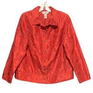 NWT SUSAN GRAVER STYLE Jacket M Embroidered Fun Casual Style Metal Buttons